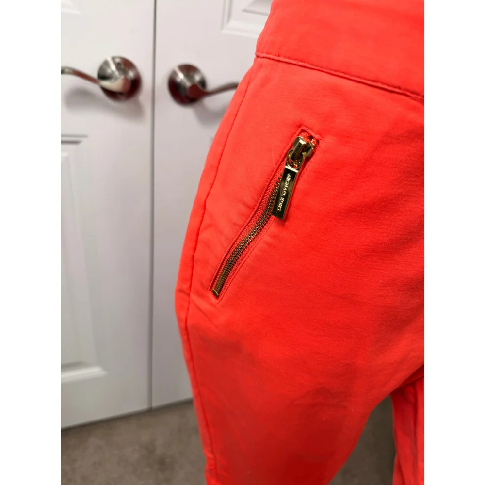 Women's Michael Kors Orange Cropped Pants 8 City Chic Preppy Modern Chic Classic